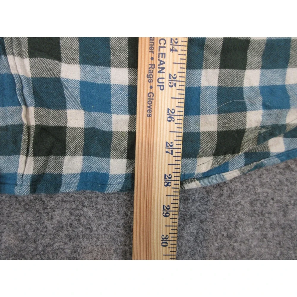 J CREW Shirt Mens L Blue Plaid Cotton Flannel Long Sleeve Button Up Slim Casual